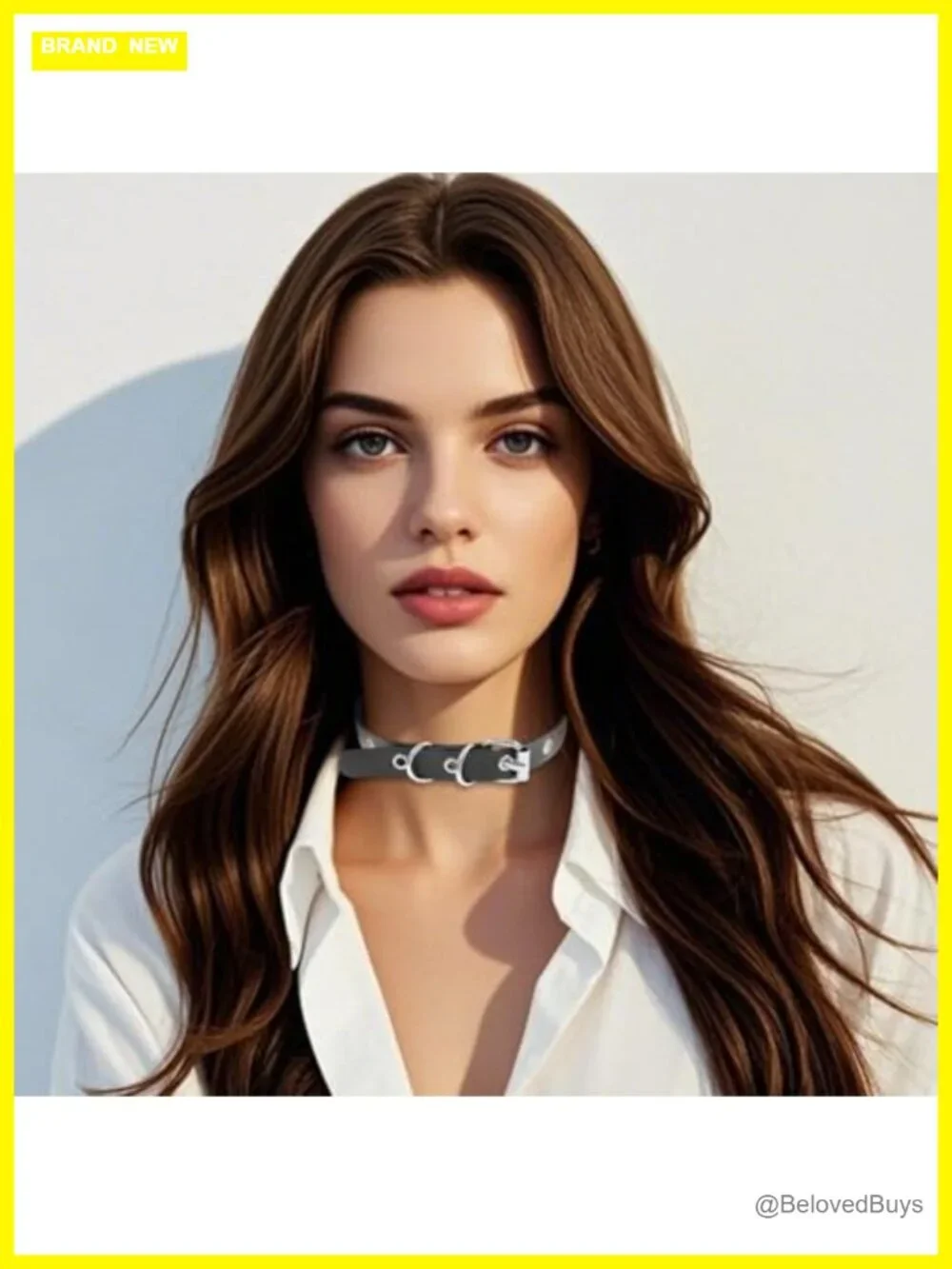 Adjustable Faux Leather Choker Necklace Gothic Punk Circle Design Collar Chain